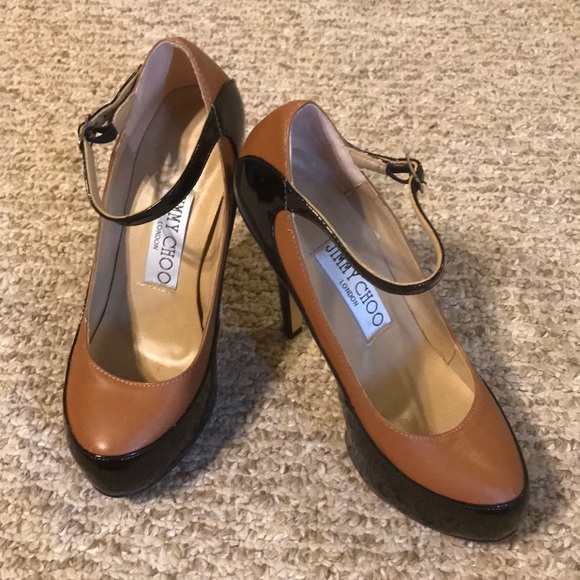 Jimmy Choo Siskin Ankle Strap Two Tone Heels 38 - Picture 1 of 8